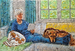 Cornelia reading with dogs by Mark Staff Brandl